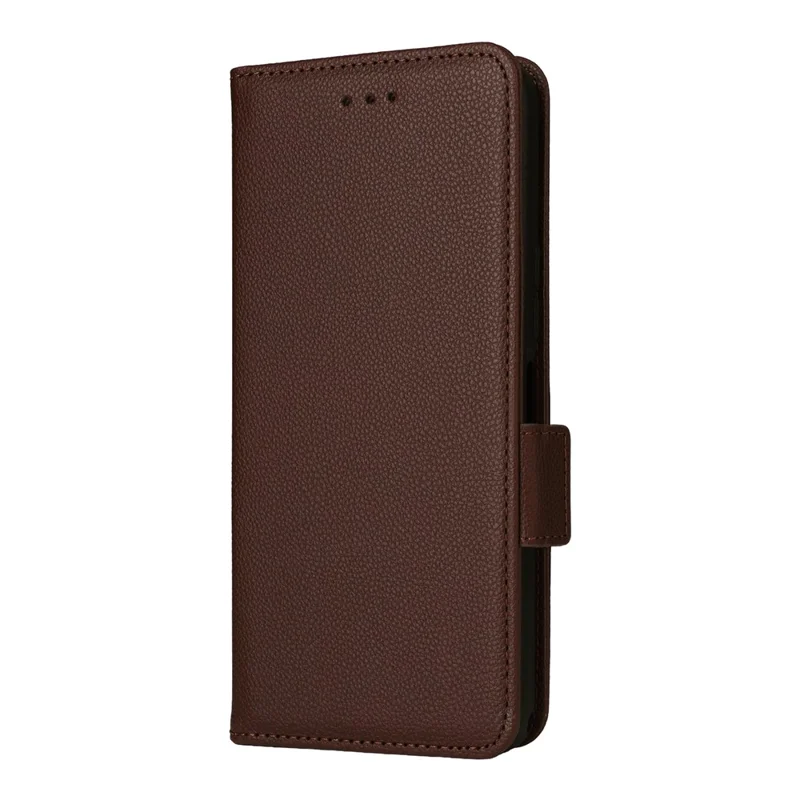 For TCL 60R 5G  /  60 5G Case with Wrist Strap Litchi Texture PU Leather Wallet Phone Cover - Brown
