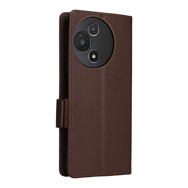 For TCL 60R 5G  /  60 5G Case with Wrist Strap Litchi Texture PU Leather Wallet Phone Cover - Brown