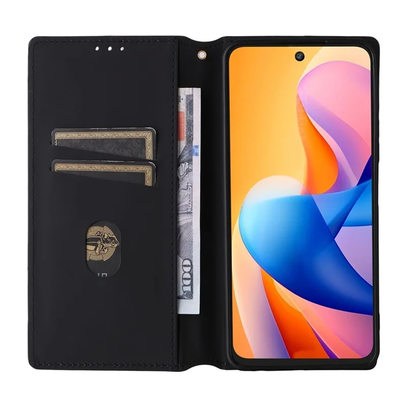 For TCL 60R 5G  /  60 5G Case Wallet Rhombus Imprinted Leather Phone Cover - Black
