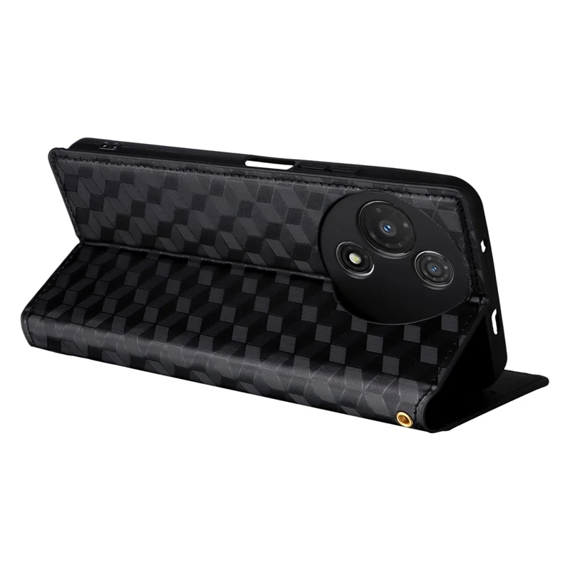 For TCL 60R 5G  /  60 5G Case Wallet Rhombus Imprinted Leather Phone Cover - Black