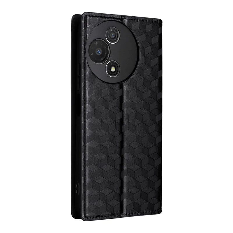 For TCL 60R 5G  /  60 5G Case Wallet Rhombus Imprinted Leather Phone Cover - Black
