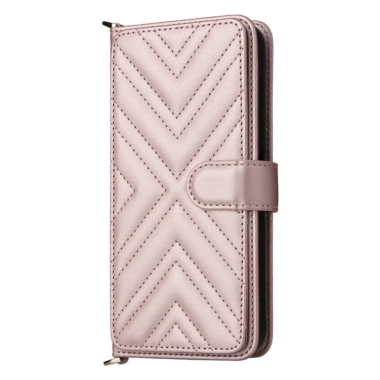 Para Ulefone Note 21 Capa Carteira com Alça de Ombro / Pulso em Couro com Suporte para Celular - Rosa