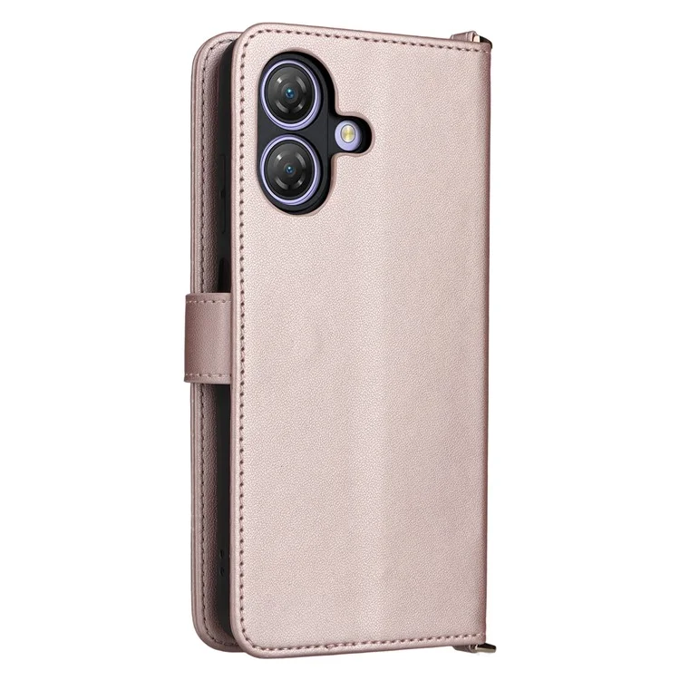 Para Ulefone Note 21 Capa Carteira com Alça de Ombro / Pulso em Couro com Suporte para Celular - Rosa