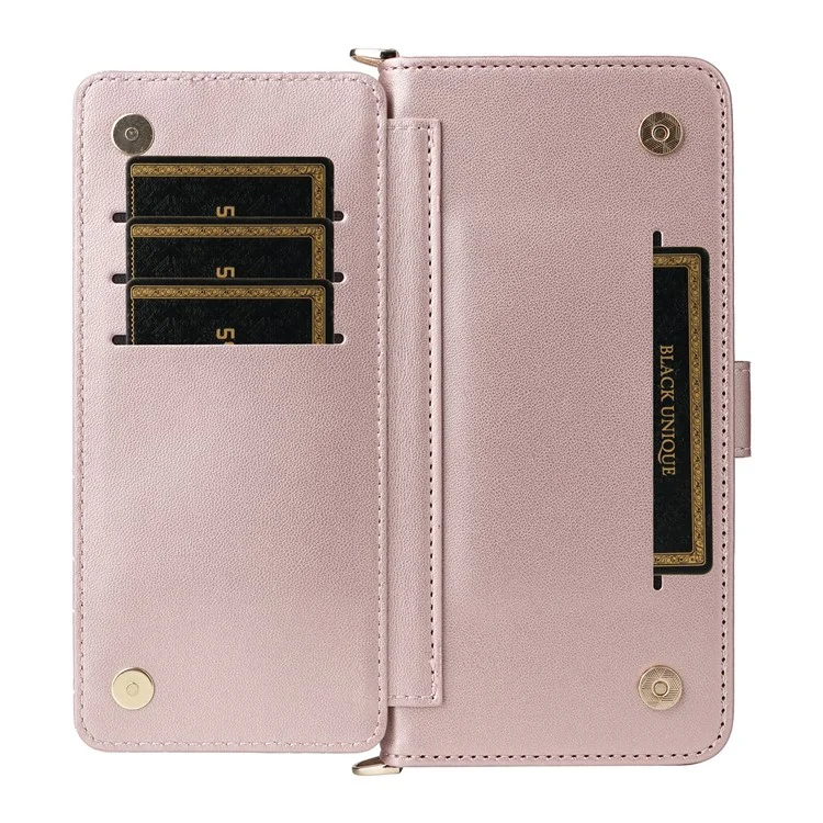 Para Ulefone Note 21 Capa Carteira com Alça de Ombro / Pulso em Couro com Suporte para Celular - Rosa