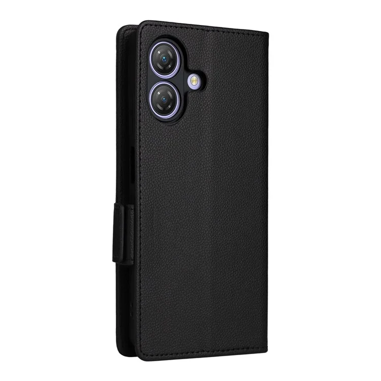 For Ulefone Note 21 Case with Wrist Strap Litchi Texture PU Leather Wallet Phone Cover - Black