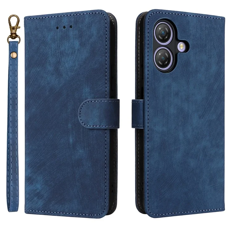 For Ulefone Note 21 Case Wallet RFID Blocking PU Leather Cover Stand with Strap - Blue