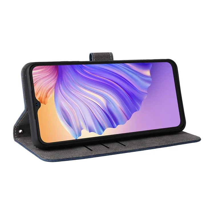 For Ulefone Note 21 Case Wallet RFID Blocking PU Leather Cover Stand with Strap - Blue