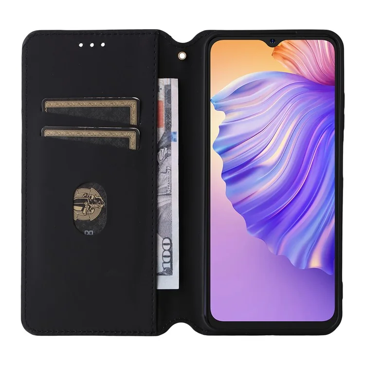 Capa Carteira Ulefone Note 21 em Couro com Estampa de Losango - Marrom