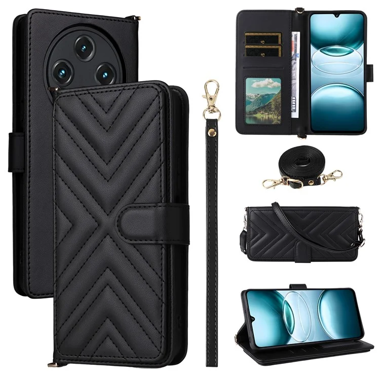 Standfunktion Brieftasche Hülle mit Schulter- / Handgelenkband für Umidigi G100A / G100 5G / G100 Lederhülle - Schwarz