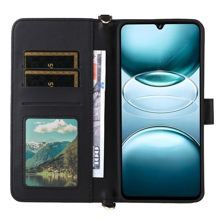 Standfunktion Brieftasche Hülle mit Schulter- / Handgelenkband für Umidigi G100A / G100 5G / G100 Lederhülle - Schwarz