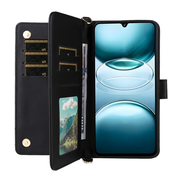 Standfunktion Brieftasche Hülle mit Schulter- / Handgelenkband für Umidigi G100A / G100 5G / G100 Lederhülle - Schwarz