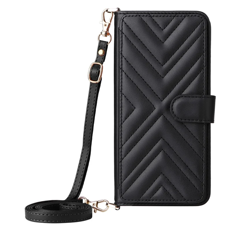 Stand Wallet Case with Shoulder  /  Wrist Strap For Umidigi Note 100A  /  Note 100 5G  /  Note 100 Leather Phone Cover - Black