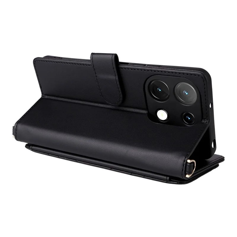 Stand Wallet Case with Shoulder  /  Wrist Strap For Umidigi Note 100A  /  Note 100 5G  /  Note 100 Leather Phone Cover - Black