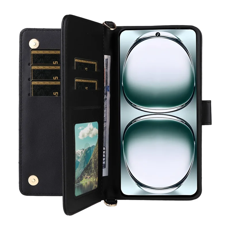 Stand Wallet Case with Shoulder  /  Wrist Strap For Umidigi Note 100A  /  Note 100 5G  /  Note 100 Leather Phone Cover - Black