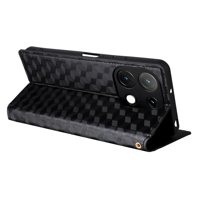 Leather Case For Umidigi Note 100A  /  Note 100 5G  /  Note 100 Wallet Rhombus Imprinted Phone Cover - Black