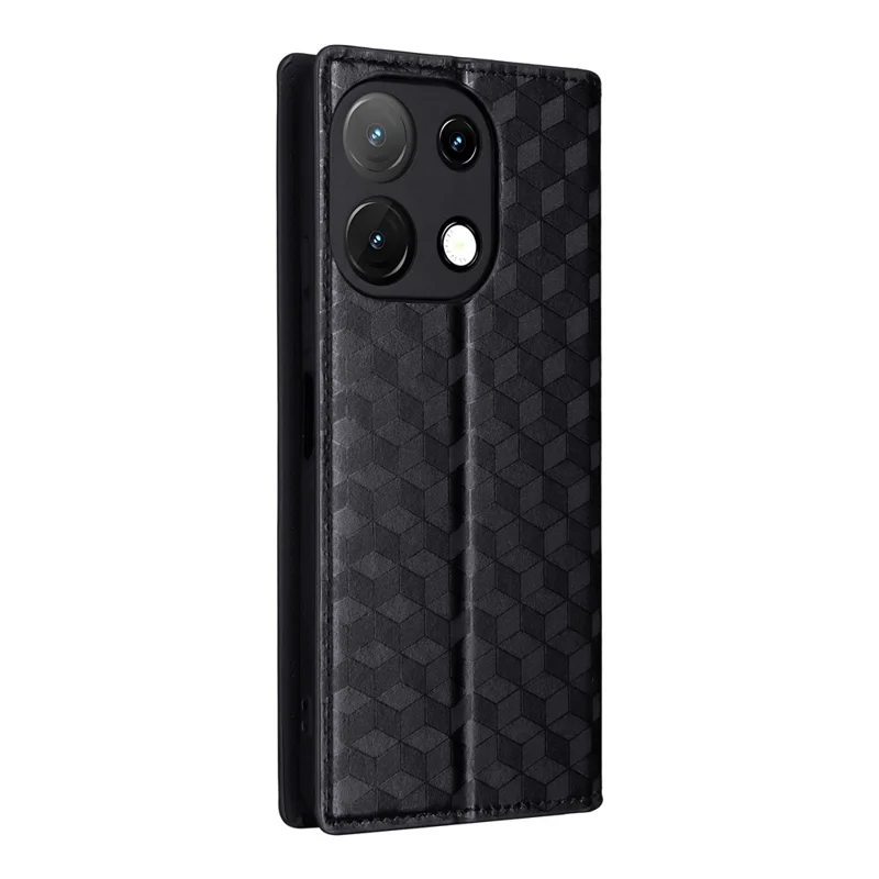 Leather Case For Umidigi Note 100A  /  Note 100 5G  /  Note 100 Wallet Rhombus Imprinted Phone Cover - Black