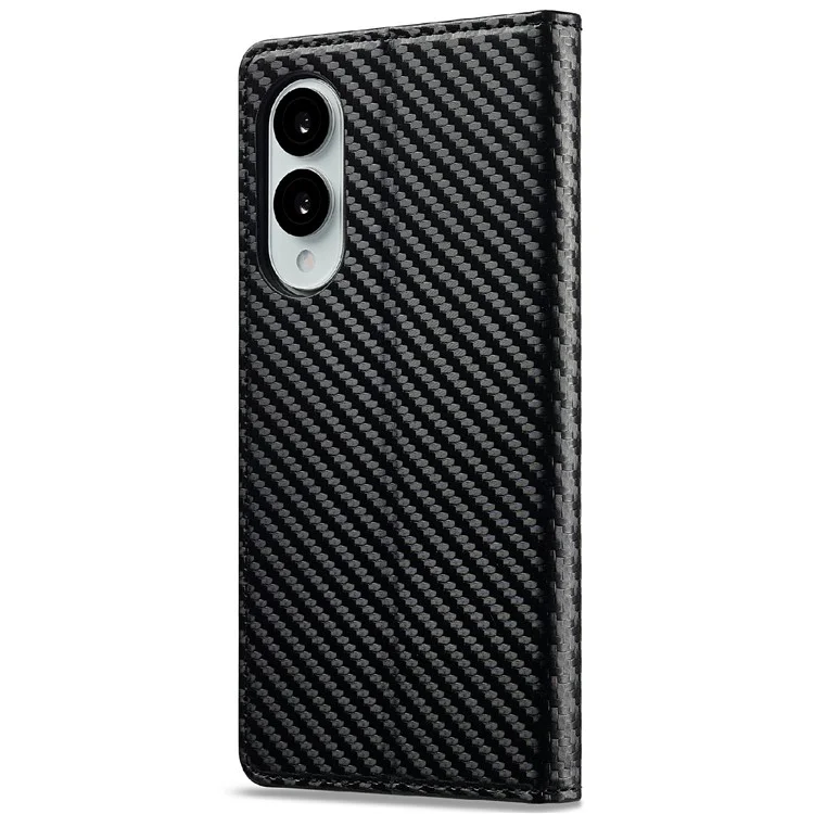 LC.IMEEKE per Samsung Galaxy S25 Edge Cover con Texture in Fibra di Carbonio, Supporto e Porta Carte - Strisce Verticali