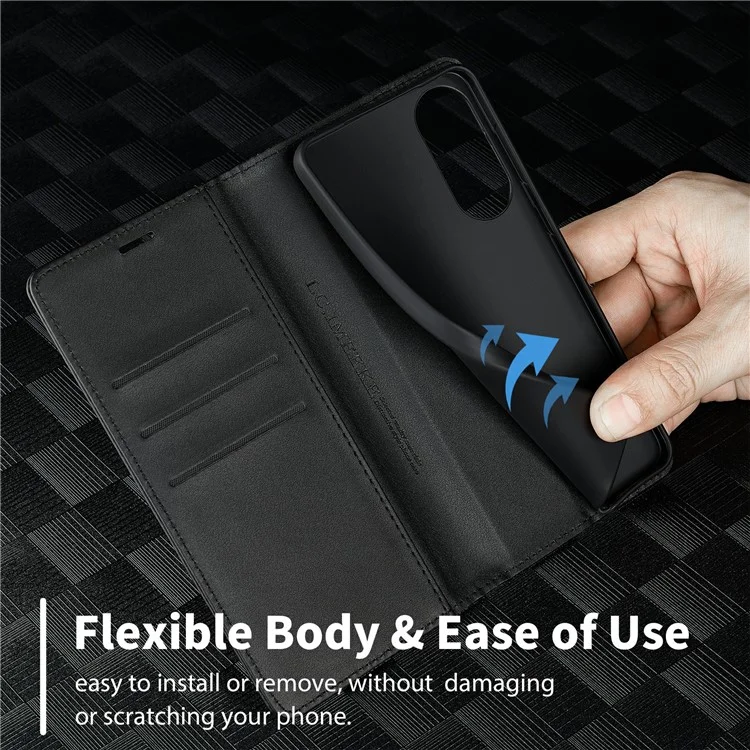 LC.IMEEKE per Samsung Galaxy S25 Edge Cover con Texture in Fibra di Carbonio, Supporto e Porta Carte - Strisce Verticali