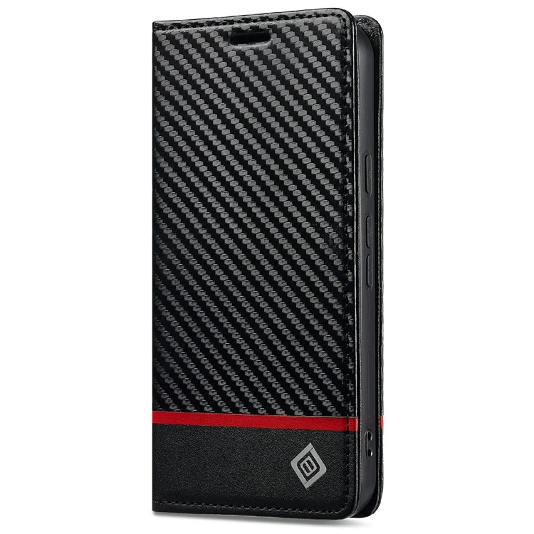 LC.IMEEKE Per Google Pixel 9a Cover con Texture in Fibra di Carbonio, Supporto e Porta Carte - Striscia Orizzontale