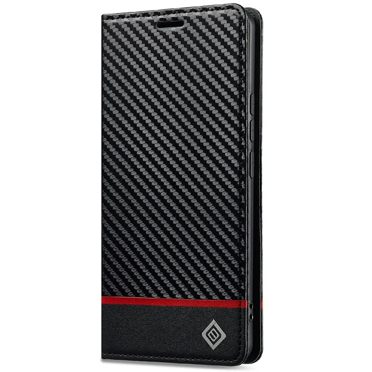 LC.IMEEKE Per Xiaomi Redmi Note 14 Pro 4G Cover con Texture in Fibra di Carbonio Supporto Porta Carte - Striscia Orizzontale