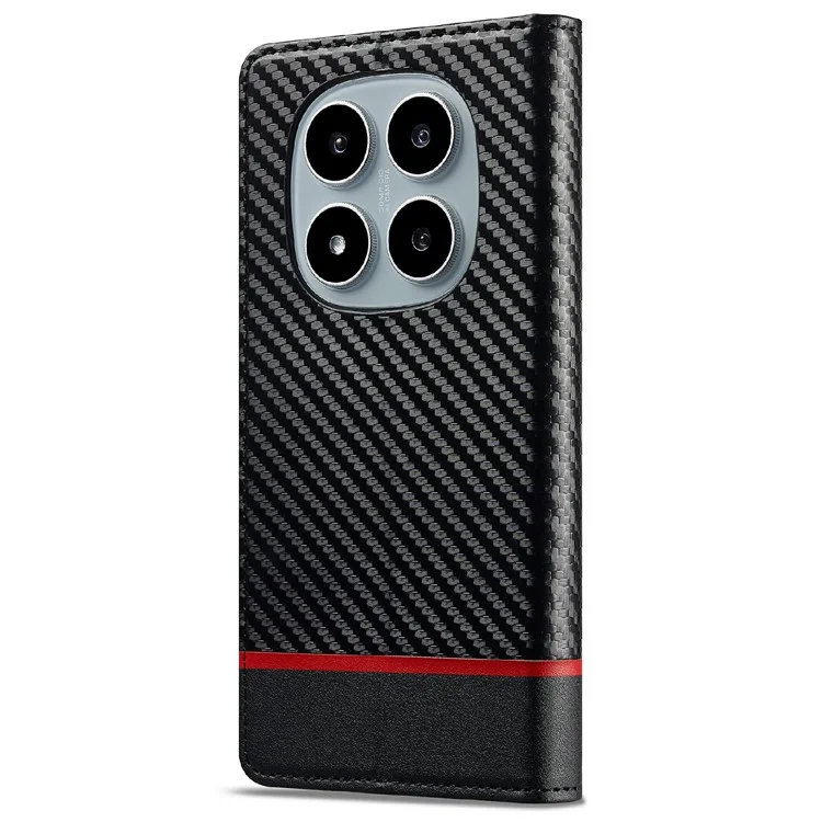 LC.IMEEKE Per Xiaomi Redmi Note 14 Pro 4G Cover con Texture in Fibra di Carbonio Supporto Porta Carte - Striscia Orizzontale