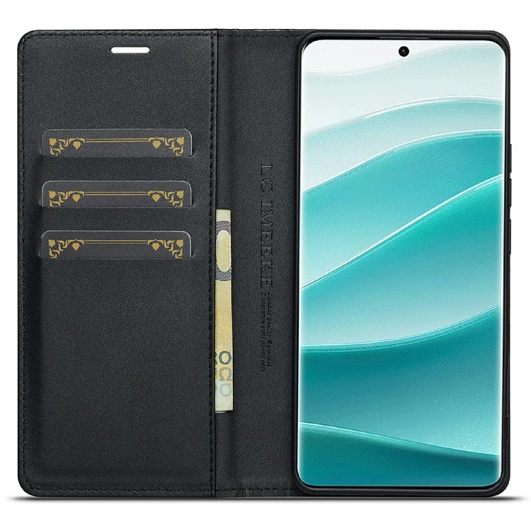 LC.IMEEKE Per Xiaomi Redmi Note 14 Pro 4G Cover con Texture in Fibra di Carbonio Supporto Porta Carte - Striscia Orizzontale