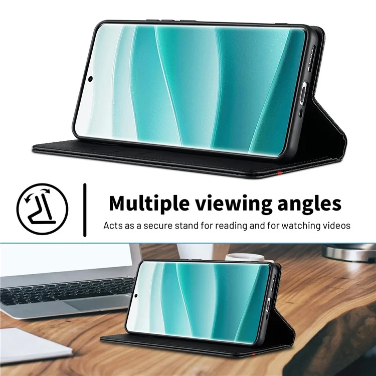 LC.IMEEKE Per Xiaomi Redmi Note 14 Pro 4G Cover con Texture in Fibra di Carbonio Supporto Porta Carte - Striscia Orizzontale