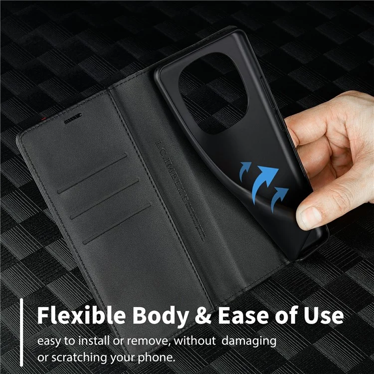 LC.IMEEKE Per Xiaomi Redmi Note 14 Pro 4G Cover con Texture in Fibra di Carbonio Supporto Porta Carte - Striscia Orizzontale