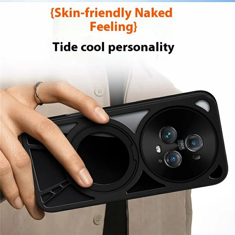 For Honor Magic5 Case Magnetic Kickstand Hollow Heat Dissipation Silicone + PC + Metal Bumper Phone Cover - Black