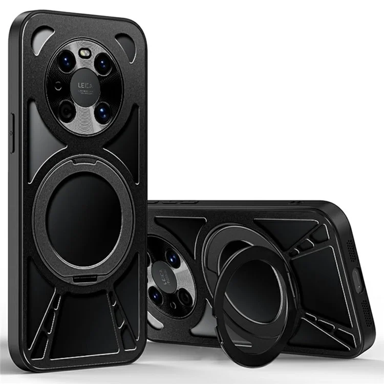 Capa para Huawei Mate 40 com Suporte Magnético, Dissipação de Calor, Silicone + PC + Moldura Metálica - Preto