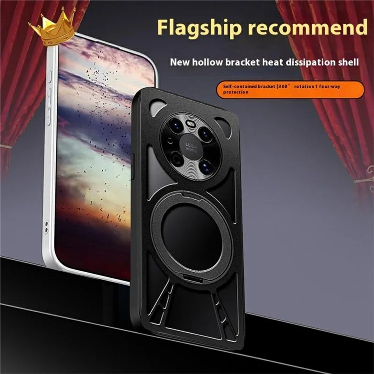 Capa para Huawei Mate 40 com Suporte Magnético, Dissipação de Calor, Silicone + PC + Moldura Metálica - Preto