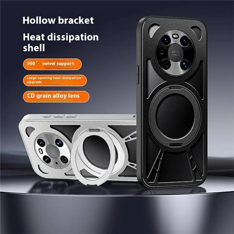 Capa para Huawei Mate 40 Pro 4G / 5G com Suporte Magnético, Dissipação de Calor, Silicone Vazado + PC + Borda Metálica - Preto