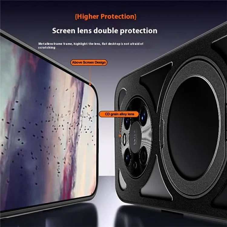 Capa para Huawei Mate 40 Pro 4G / 5G com Suporte Magnético, Dissipação de Calor, Silicone Vazado + PC + Borda Metálica - Preto