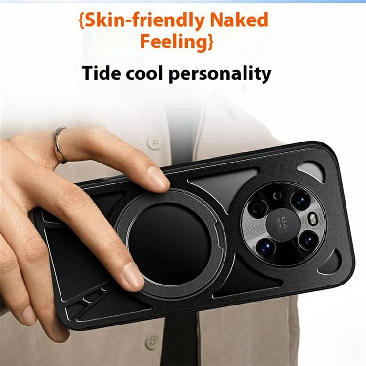 Capa para Huawei Mate 40 Pro 4G / 5G com Suporte Magnético, Dissipação de Calor, Silicone Vazado + PC + Borda Metálica - Preto