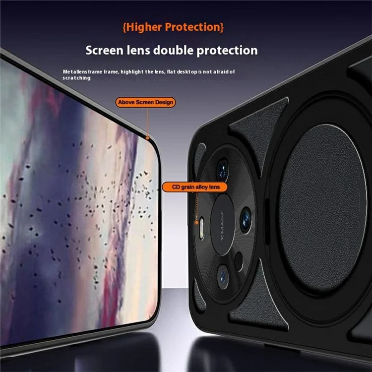 Cover per Huawei Mate 60 Pro / Mate 60 Pro+ con Supporto Magnetico e Dissipazione del Calore - Custodia Ibrida in Silicone + PC + Bordo Metallico - Nero