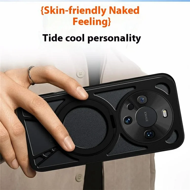 Cover per Huawei Mate 60 Pro / Mate 60 Pro+ con Supporto Magnetico e Dissipazione del Calore - Custodia Ibrida in Silicone + PC + Bordo Metallico - Nero