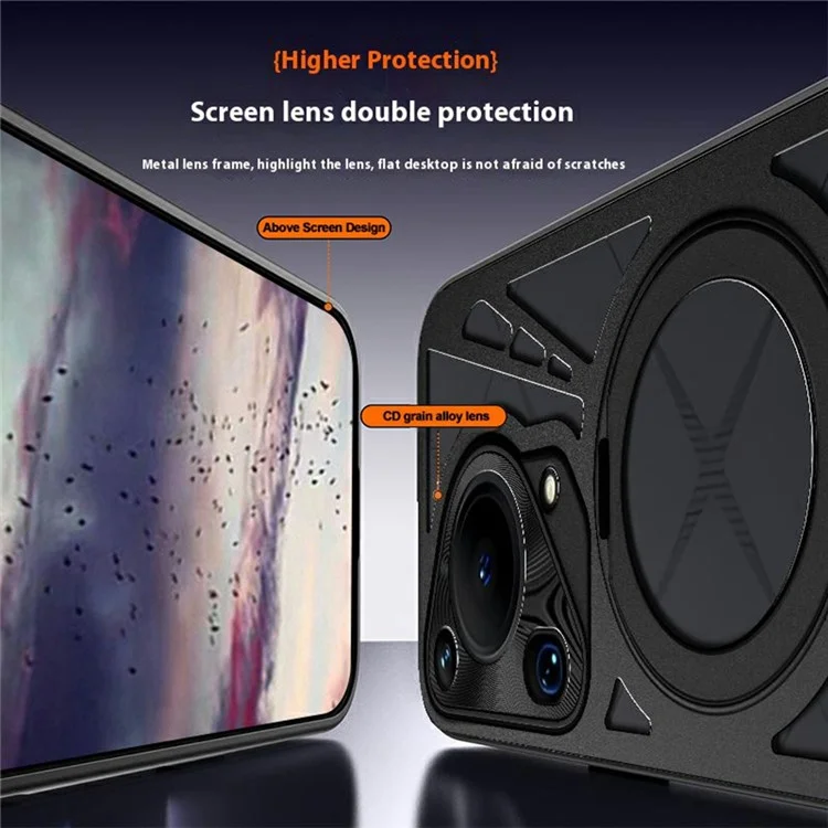 Für Huawei Pura 70 Ultra Hülle Magnetischer Ständer Hohle Wärmeableitung Silikon + PC + Metall Bumper Handyhülle - Schwarz