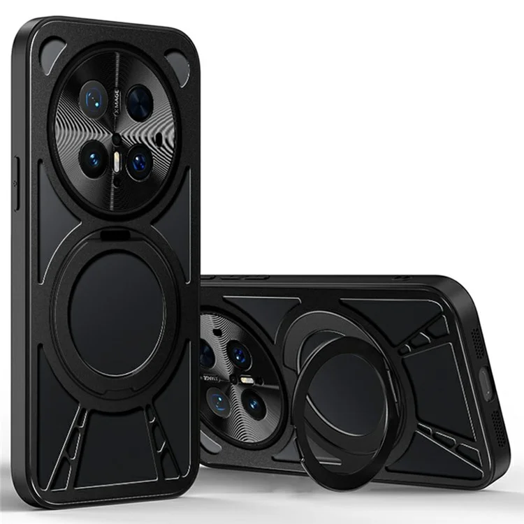 Pour Huawei Mate 70 Pro / Mate 70 Pro+ Étui avec Support Magnétique et Dissipation Thermique - Silicone + PC + Pare-chocs Métallique - Noir