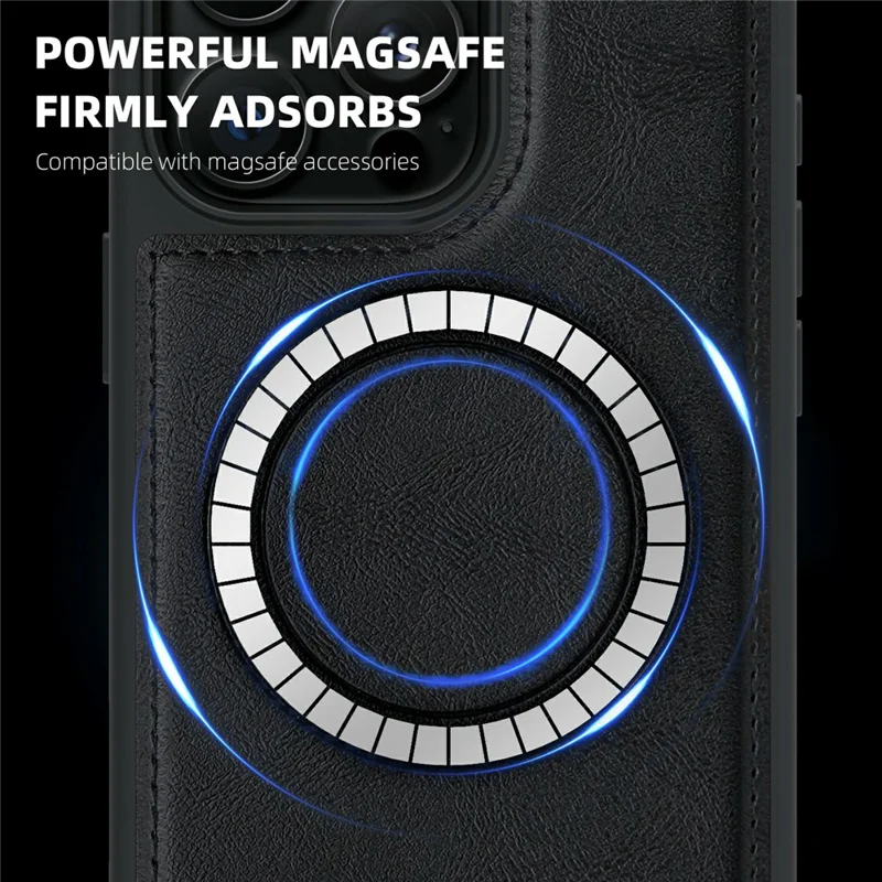 For iPhone 16 Pro Max Case Compatible with MagSafe Leather Back Phone Cover - Brown