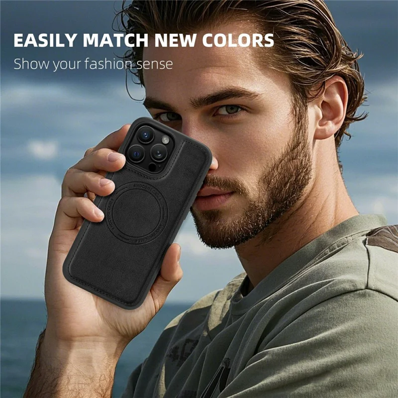 For iPhone 16 Pro Max Case Compatible with MagSafe Leather Back Phone Cover - Brown