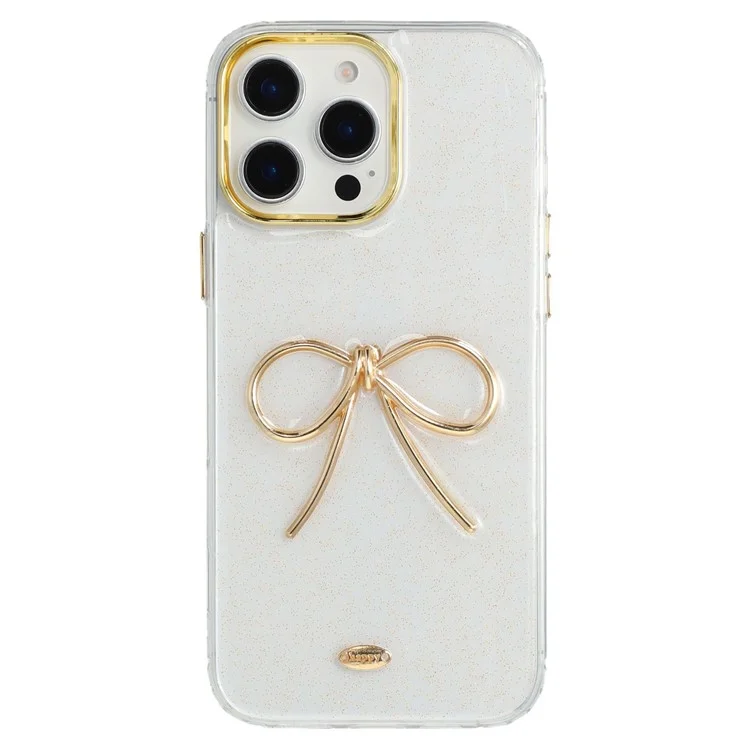 Étui iPhone 16 Pro Max Design Nœud Doré Époxy TPU + PC Coque Arrière de Téléphone