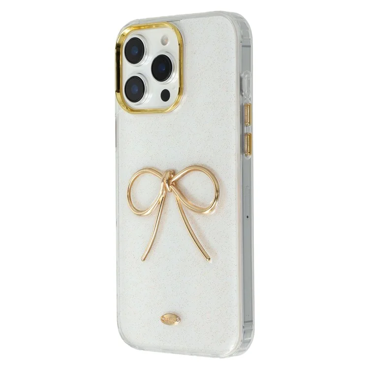 Étui iPhone 16 Pro Max Design Nœud Doré Époxy TPU + PC Coque Arrière de Téléphone