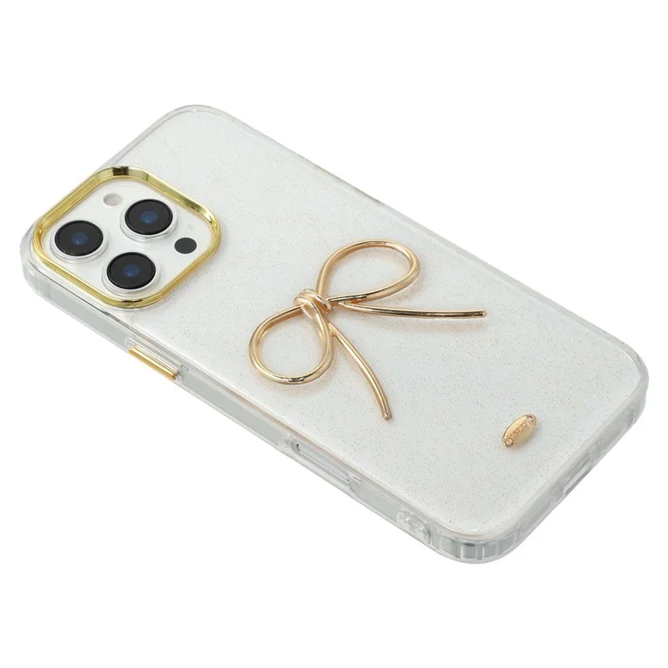 Étui iPhone 16 Pro Max Design Nœud Doré Époxy TPU + PC Coque Arrière de Téléphone