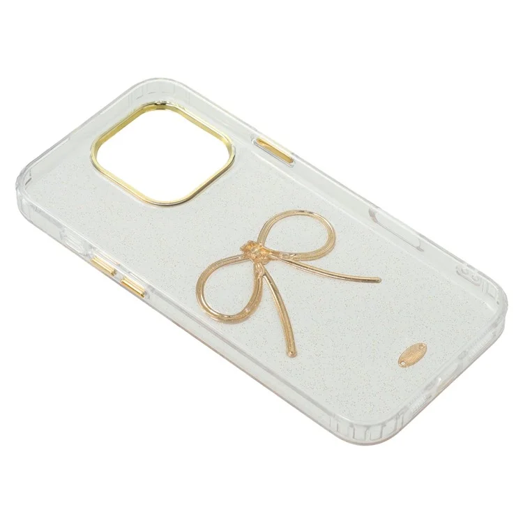 Étui iPhone 16 Pro Max Design Nœud Doré Époxy TPU + PC Coque Arrière de Téléphone