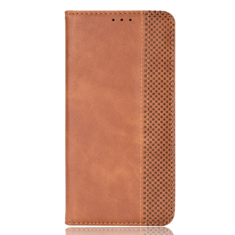 Чехол-книжка из кожи для TECNO Camon 40 4G CM5 с подставкой и винтажной текстурой - Коричневый