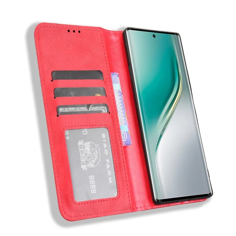 Чехол-кошелек для TECNO Camon 40 4G CM5 с подставкой, в ретро-стиле, с текстурой - Красный