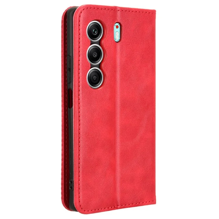 Чехол-кошелек для TECNO Camon 40 4G CM5 с подставкой, в ретро-стиле, с текстурой - Красный