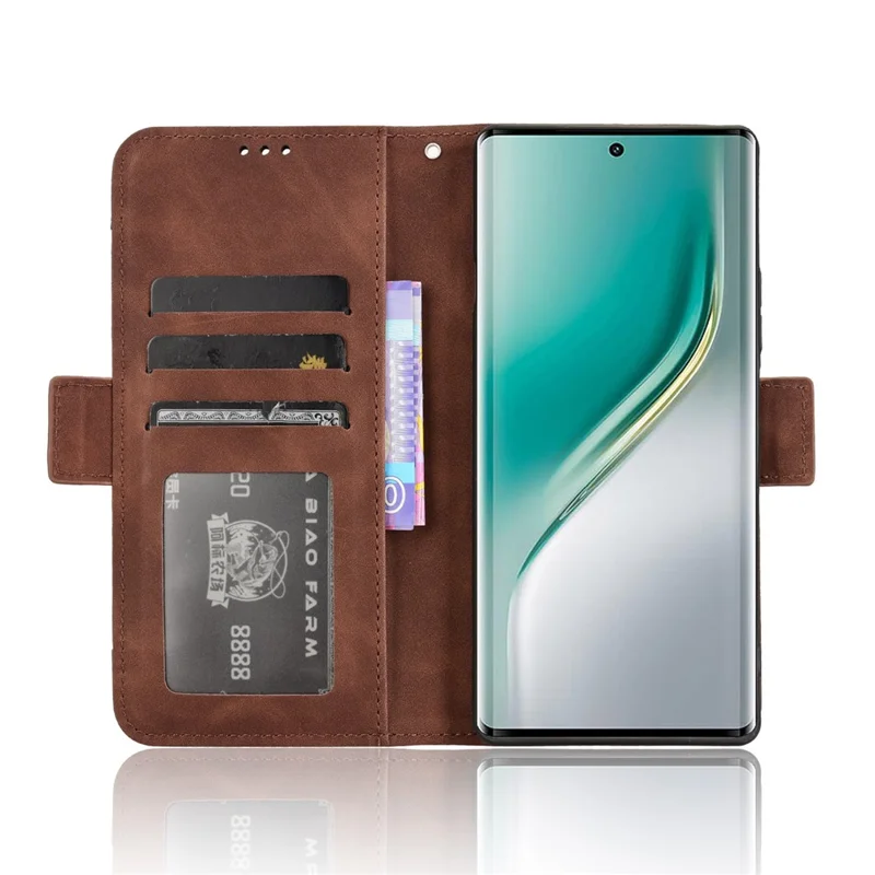 For TECNO Camon 40 4G CM5 Leather Case Phone Wallet Cover with Multiple Card Slots - Brown