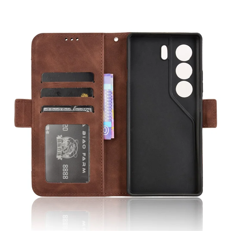 For TECNO Camon 40 4G CM5 Leather Case Phone Wallet Cover with Multiple Card Slots - Brown