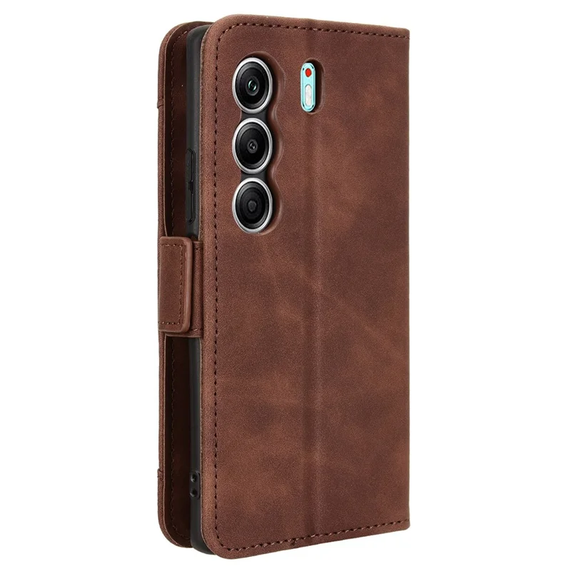 For TECNO Camon 40 4G CM5 Leather Case Phone Wallet Cover with Multiple Card Slots - Brown
